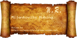 Milenkovits Rubina névjegykártya